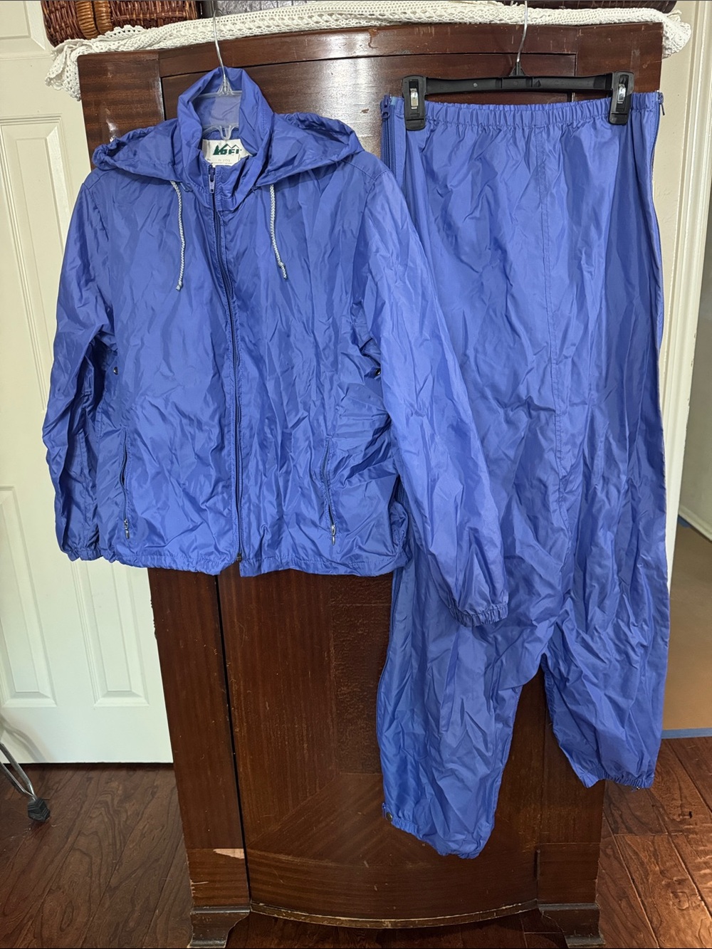 REI Periwinkle Hooded Rain Jacket and Pants Set
